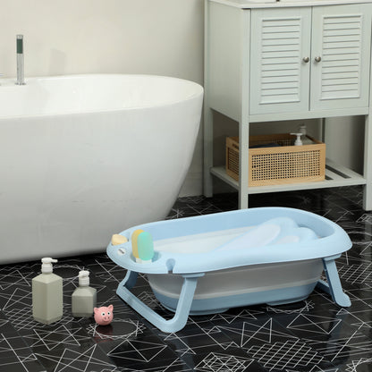 Aiyaplay Bañera Plegable Con Soporte Agujero De Ducha 83x48x23,5 Cm Azul Claro_1