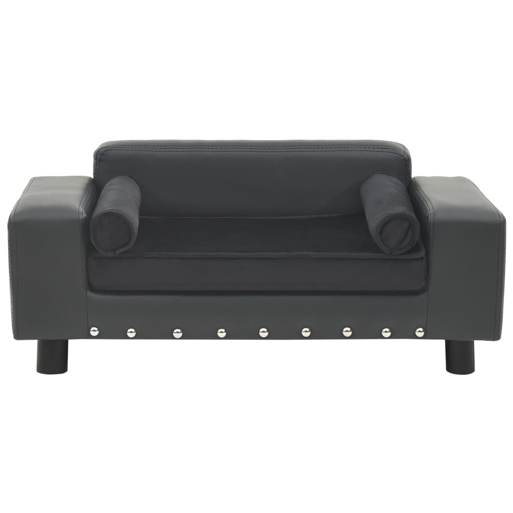 Vidaxl Sofá Para Perros Felpa Y Cuero Sintético Gris Oscuro 81x43x31cm_1