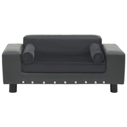 Vidaxl Sofá Para Perros Felpa Y Cuero Sintético Gris Oscuro 81x43x31cm_1