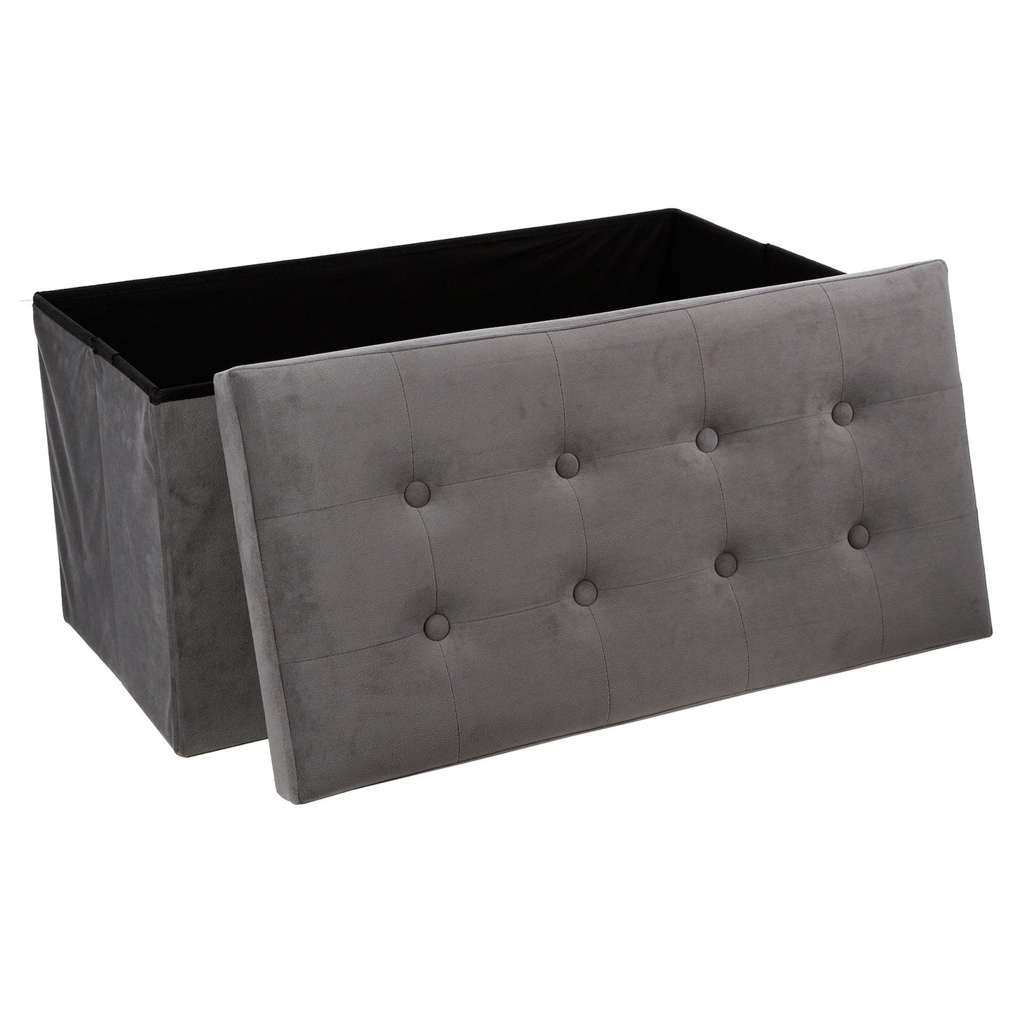 Puff Plegable Doble 'lysandre' Gris Efecto Terciopelo_1
