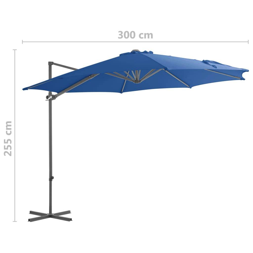 Vidaxl Sombrilla De Jardín Voladiza Palo De Acero Azul Azure 300 Cm_2