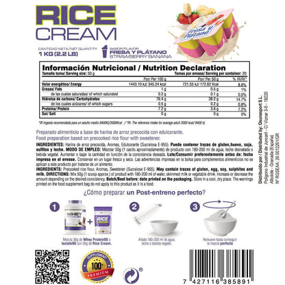 Rice Cream (crema De Arroz Pregelatinizada) - 1kg - Fresa Banana - Fuente De Carbohidratos De Buena - Masmusculo Supplem_5