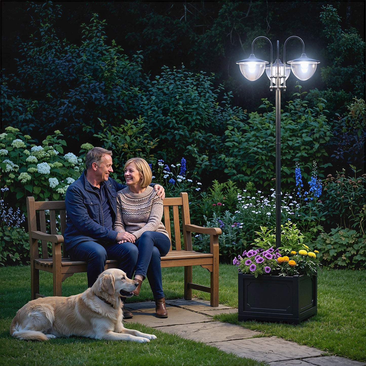 Outsunny Farol Solar De Jardín 189 Cm Con 18 Luces Led Blanca Fría 6000k Ip44_1