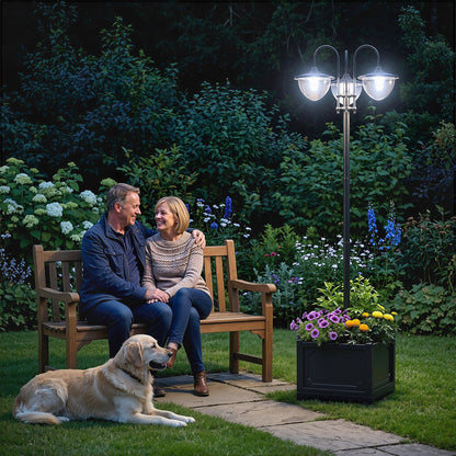Outsunny Farol Solar De Jardín 189 Cm Con 18 Luces Led Blanca Fría 6000k Ip44_1
