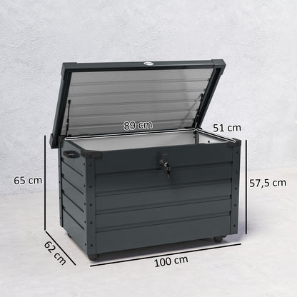 Outsunny Baúl De Almacenaje Exterior 295l Con 4 Ruedas 2 Asas 100x62x65 Cm Gris_2