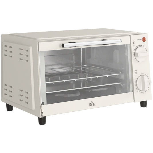 Homcom Mini Horno Eléctrico 9l 50w Con Temperatura Ajustable Temporizador Crema_0
