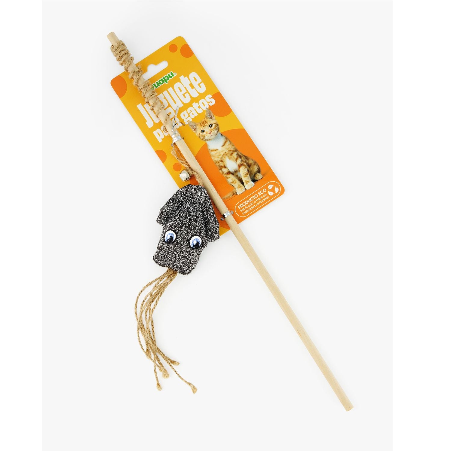 Juguete Para Gato En Forma De Caña De Pescar De 40cm, Cuerda Y Calamar De Tela En El Extremo_0