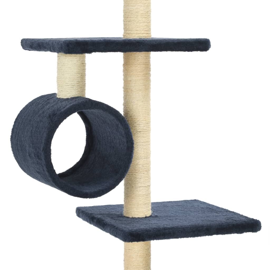 Vidaxl Rascador Para Gatos Con Postes De Sisal Azul Oscuro 260 Cm_4