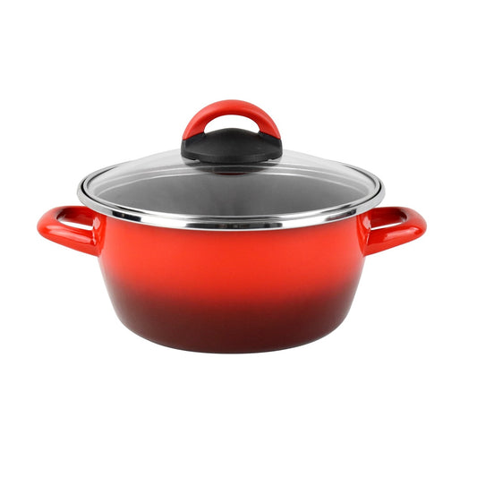 Cacerola 'sr' Ø20cm Con Tapa Vidrio Rojo Magefesa