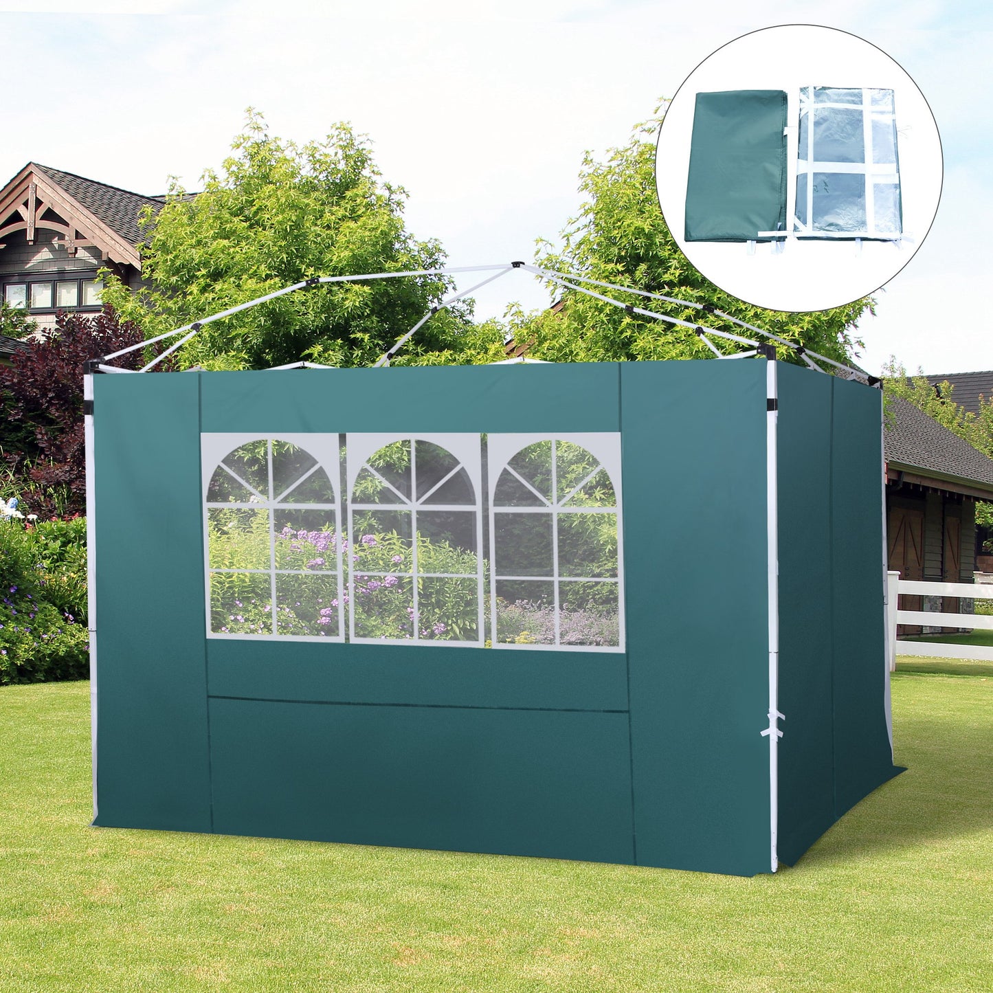 Outsunny 2 Paredes Laterales Para Carpa 3m Lado Parasol De Gazebo Tela Oxford_1