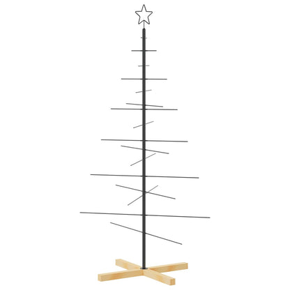 Vidaxl Árbol De Navidad Metal Negro Con Base De Madera 150 Cm_0