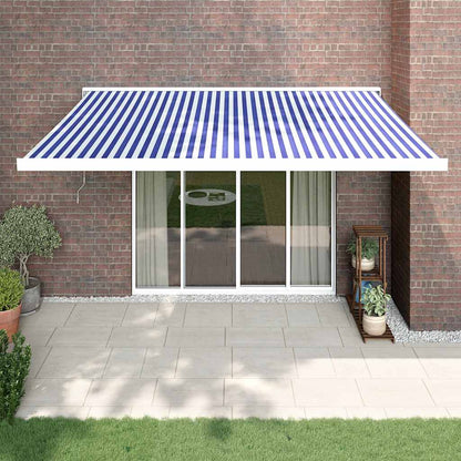 Toldo Retráctil Aluminio Y Tela Azul Y Blanco 4x3 M_1