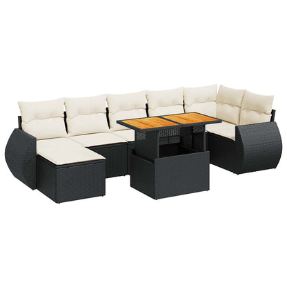 Set De Sofás De Jardín Y Cojines 8 Piezas Ratán Sintético Negro / Vetonek_2
