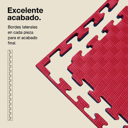 Tatami Puzzle 2cm 100x100cm, Pack 4 Unidades – Superficie 5 Líneas Rojo/azul Jowy_2