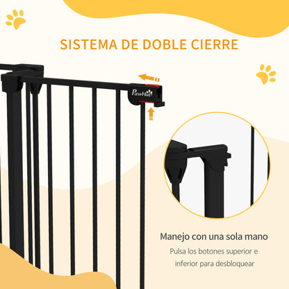 Pawhut Barrera Para Perros Plegable De Acero Con 3 Paneles 206x90cm Negro_4