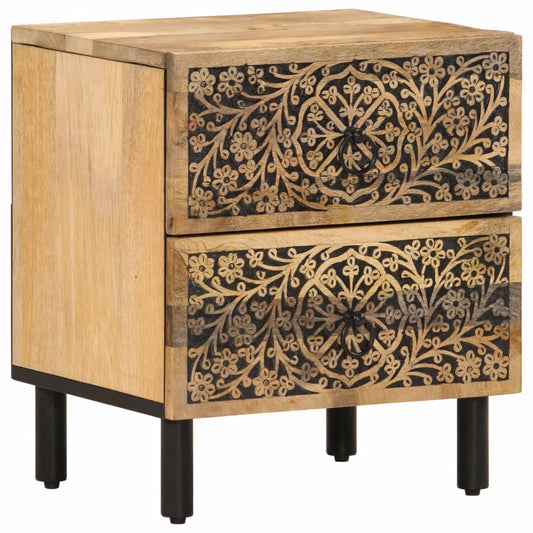 Mesita De Noche De Madera Maciza De Mango 40x33x46 Cm_0
