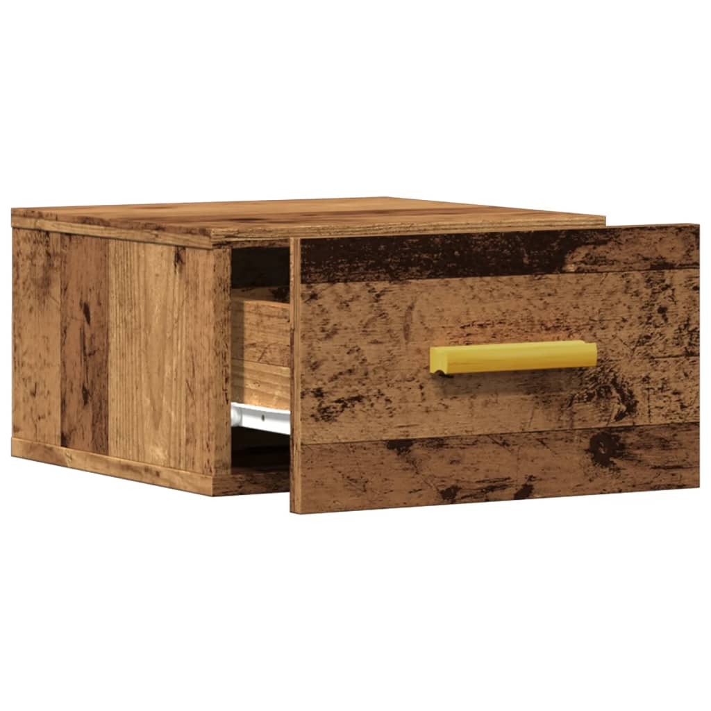 Mesitas De Noche De Pared 2 Uds Madera Envejecida 35x35x20 Cm_3
