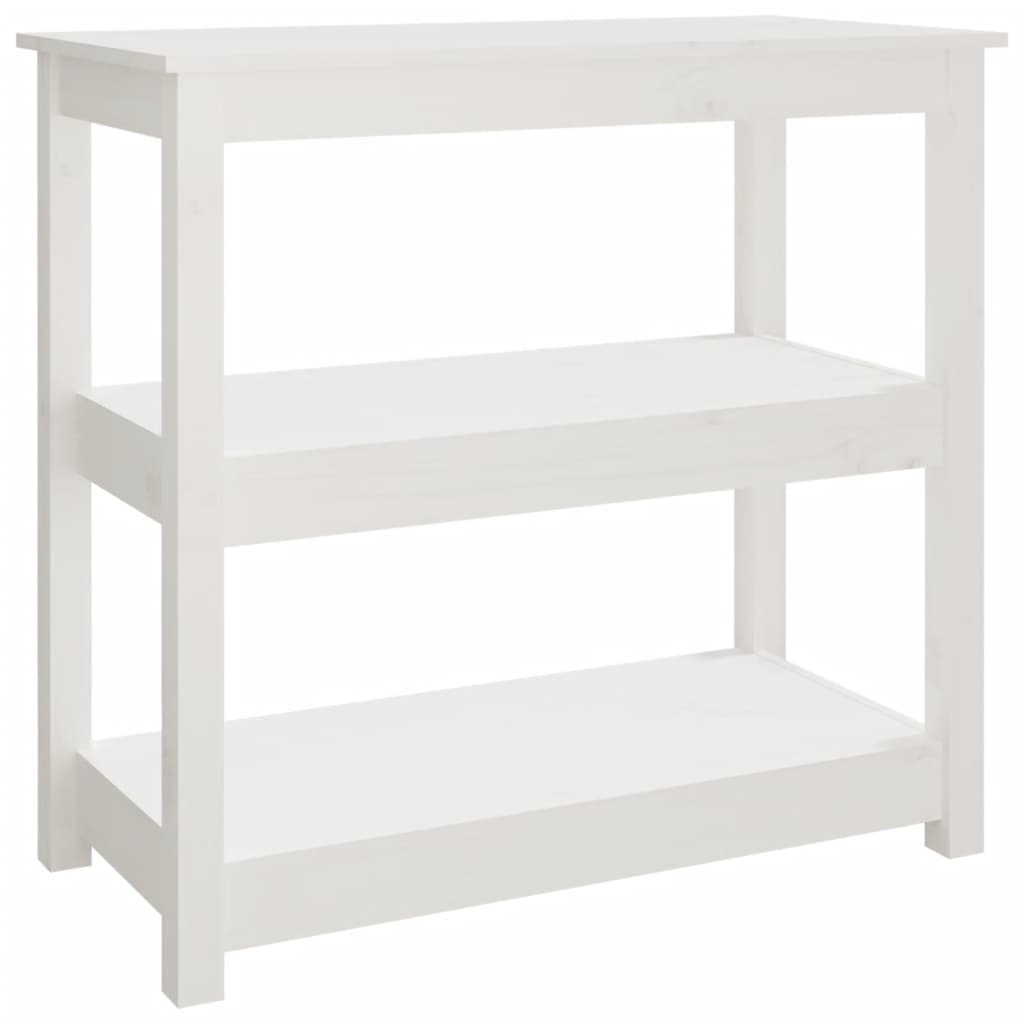 Mesa Consola De Madera Maciza De Pino Blanco 80x40x74 Cm_0