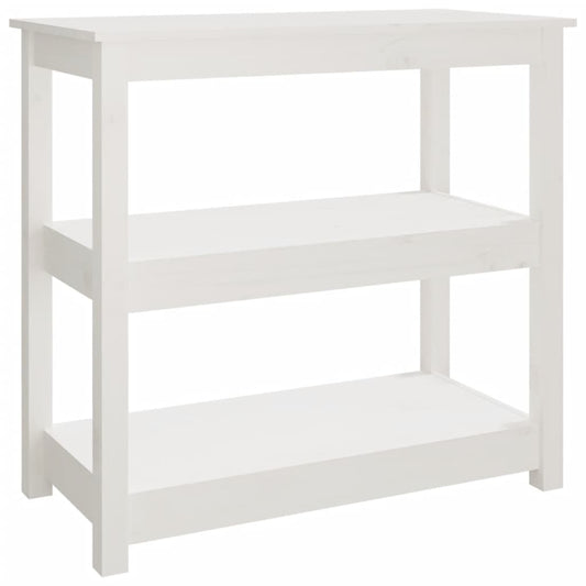 Mesa Consola De Madera Maciza De Pino Blanco 80x40x74 Cm_0