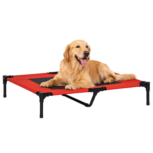 Pawhut Cama Elevada Para Perros Interior Y Exterior 91,5x76,2x18 Cm Rojo_0