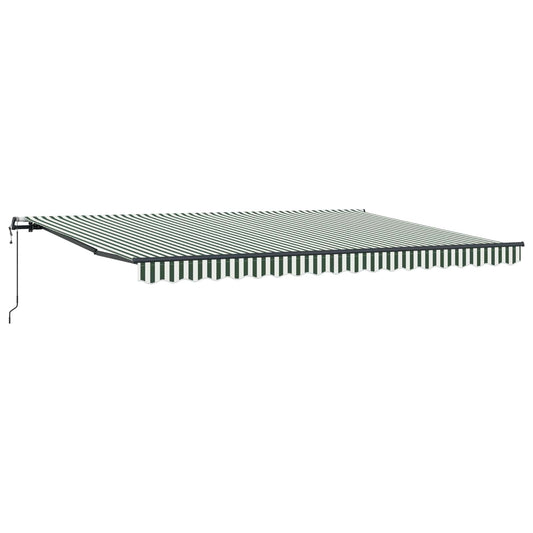 Toldo Retráctil Verde Y Blanco 450 X 300 Cm Tela Y Aluminio_0