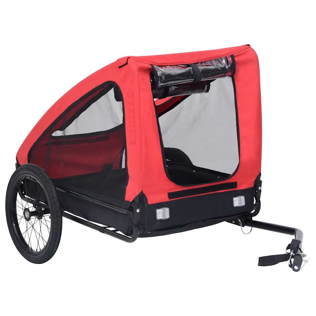 Vidaxl Remolque De Bicicleta Para Mascotas Rojo Y Negro_1