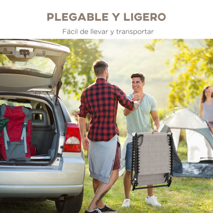 Outsunny Conjunto De 2 Tumbonas Plegables Con Respaldo 197x58x30 Cm Crema_5