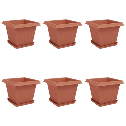 Macetas 6 Pcs Rojo Ladrillo 33 X 33 X 26 Cm Plástico_0