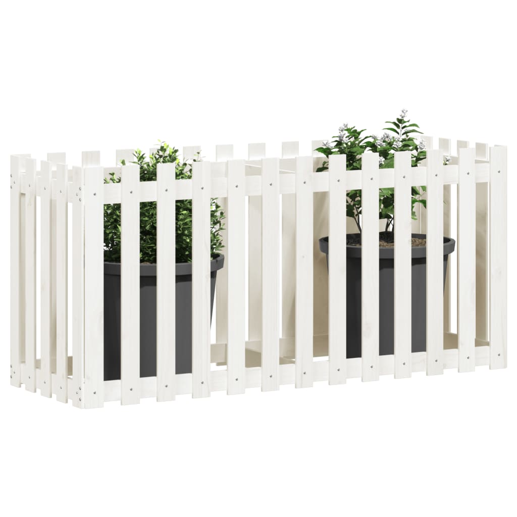 Arriate Elevado Jardín Con Valla Madera Pino Blanco 150x50x70cm_2