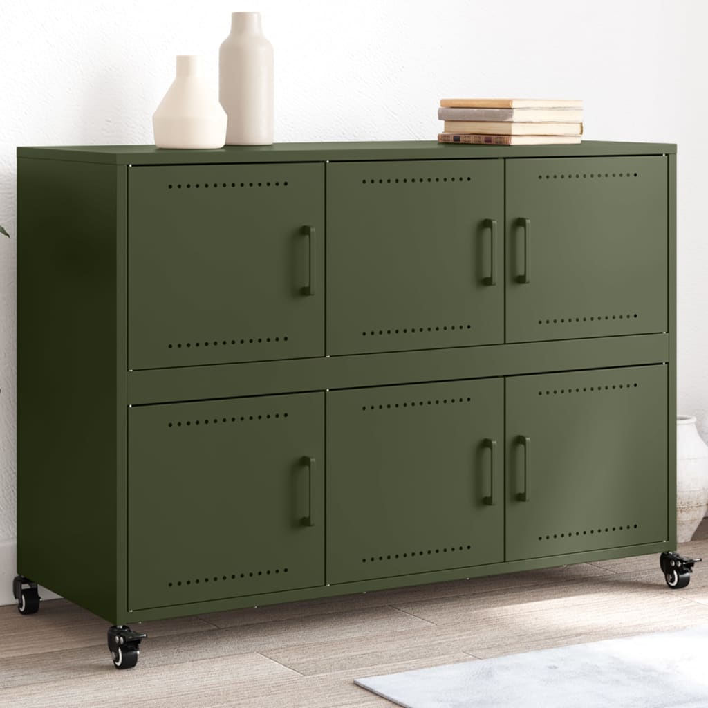 Aparador De Acero Laminado En Frío Verde Oliva 100,5x39x72 Cm / Vetonek_5