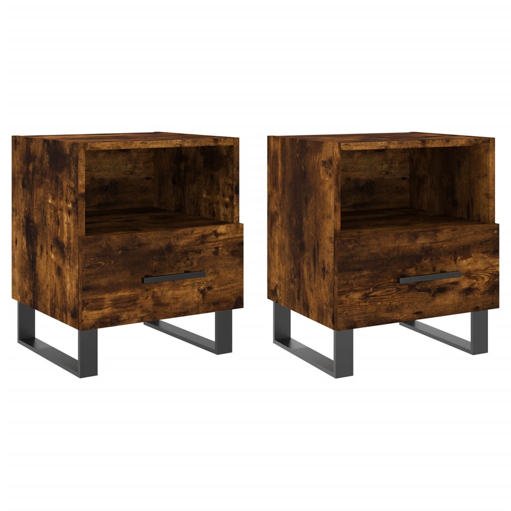 Mesita Noche 2 Uds Madera Ingeniería Roble Ahumado 40x35x47,5cm_0