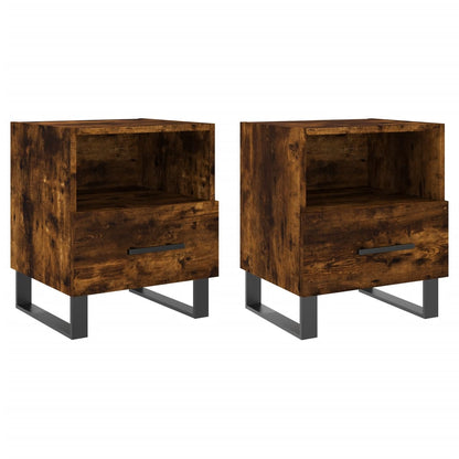 Mesita Noche 2 Uds Madera Ingeniería Roble Ahumado 40x35x47,5cm_0