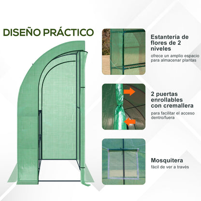 Outsunny Invernadero Pequeño Con Estantes De 3 Niveles 200x100x215 Cm Verde_5