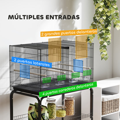 Pawhut Jaula Para Pájaros Con Divisor Ruedas Para Mascota Aves Loros Canarios_5