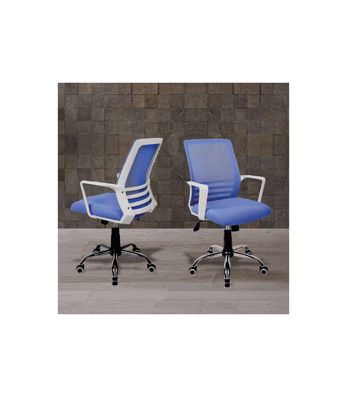 Silla Despacho Giratoria Elevable Azul, 55cm(ancho) 92/102cm(altura) 63cm(fondo)._4