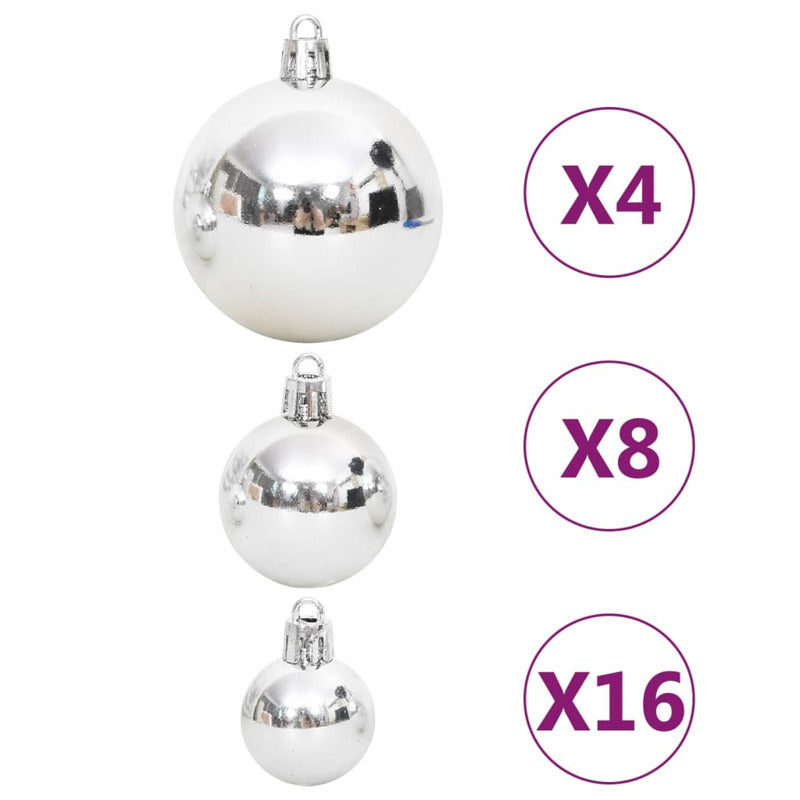 Vidaxl Juego De Adornos De Navidad De 108 Piezas Plateado Y Blanco_5
