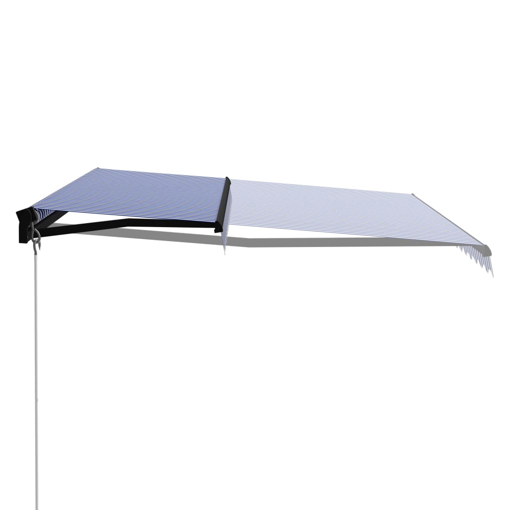 Toldo Manual Retráctil Azul Y Blanco 450x300 Cm_0