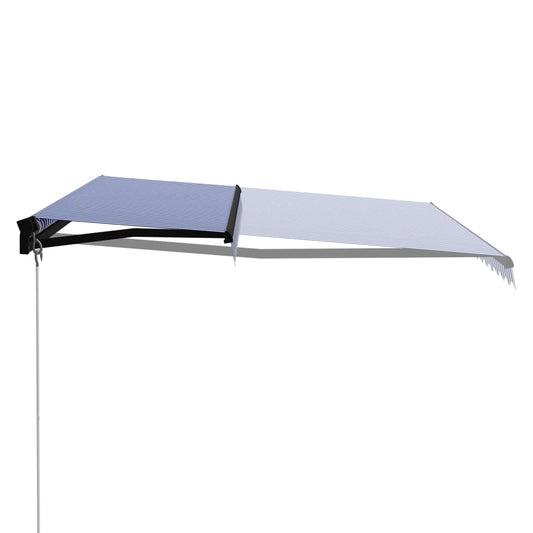 Toldo Manual Retráctil Azul Y Blanco 450x300 Cm_0