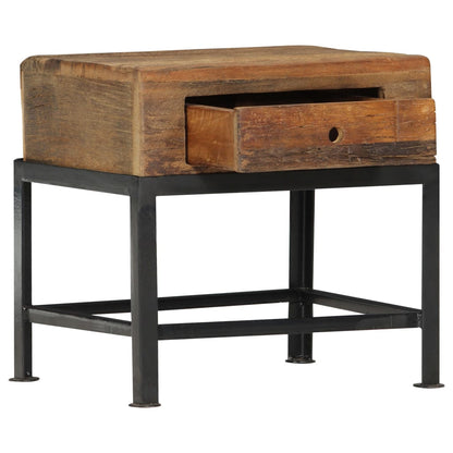 Mesita De Noche De Madera Maciza Reciclada 40x35x40 Cm_0