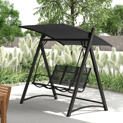 Outsunny Columpio De Jardín De 3 Plazas Con Techo Ajustable Asiento Transpirable_1