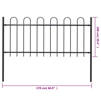 Valla De Jardín Con Puntas De Aro Acero Negro 1,7 M / Vetonek_4