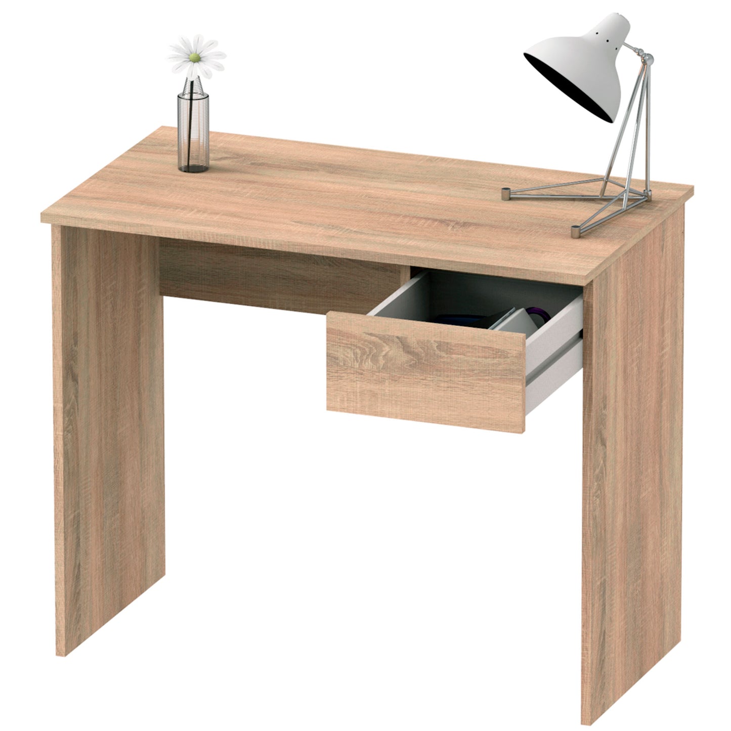 Escritorio, Mesa De Ordenador 75x90x50cm, 1 Cajón, Oficina, Habitación Juvenil, Desk, Briebe, Nova, Madera