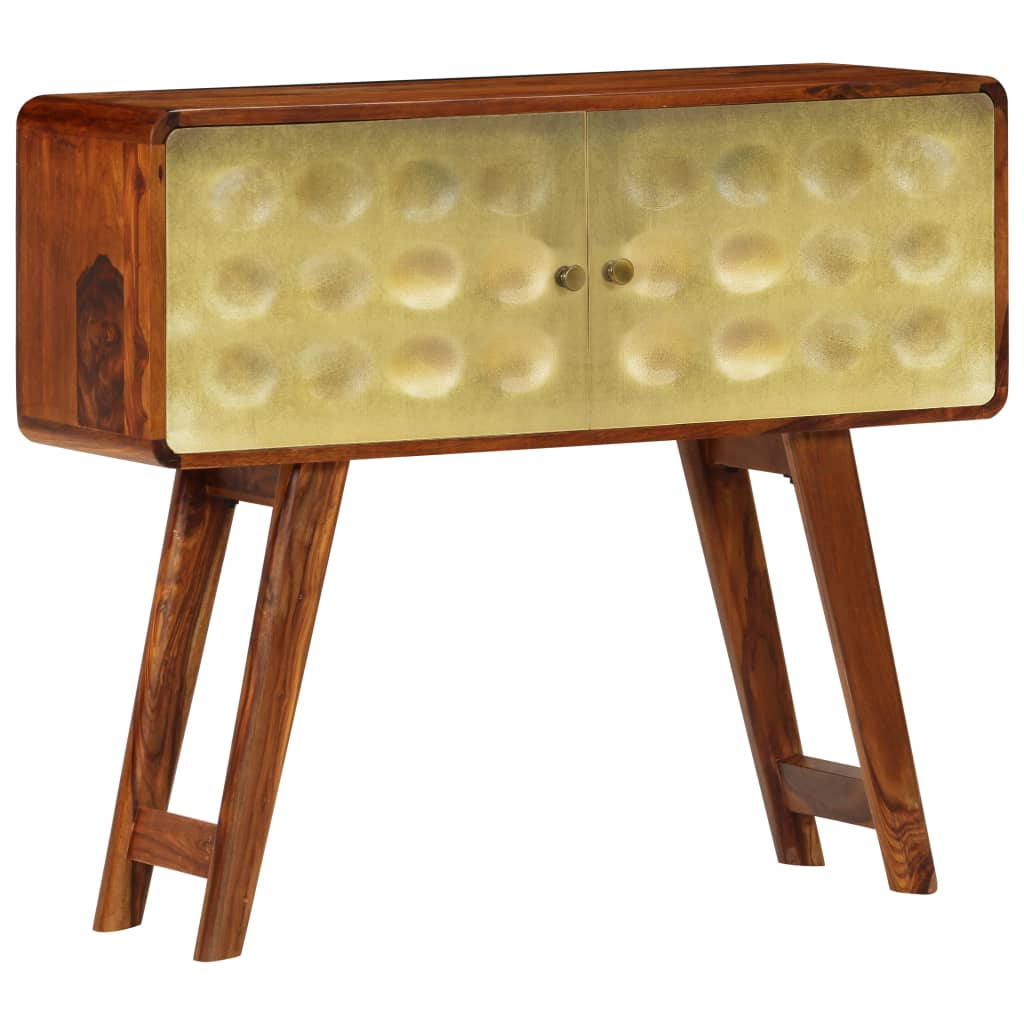 Aparador De Madera Maciza De Sheesham Y Dorados 90x30x77 Cm_0