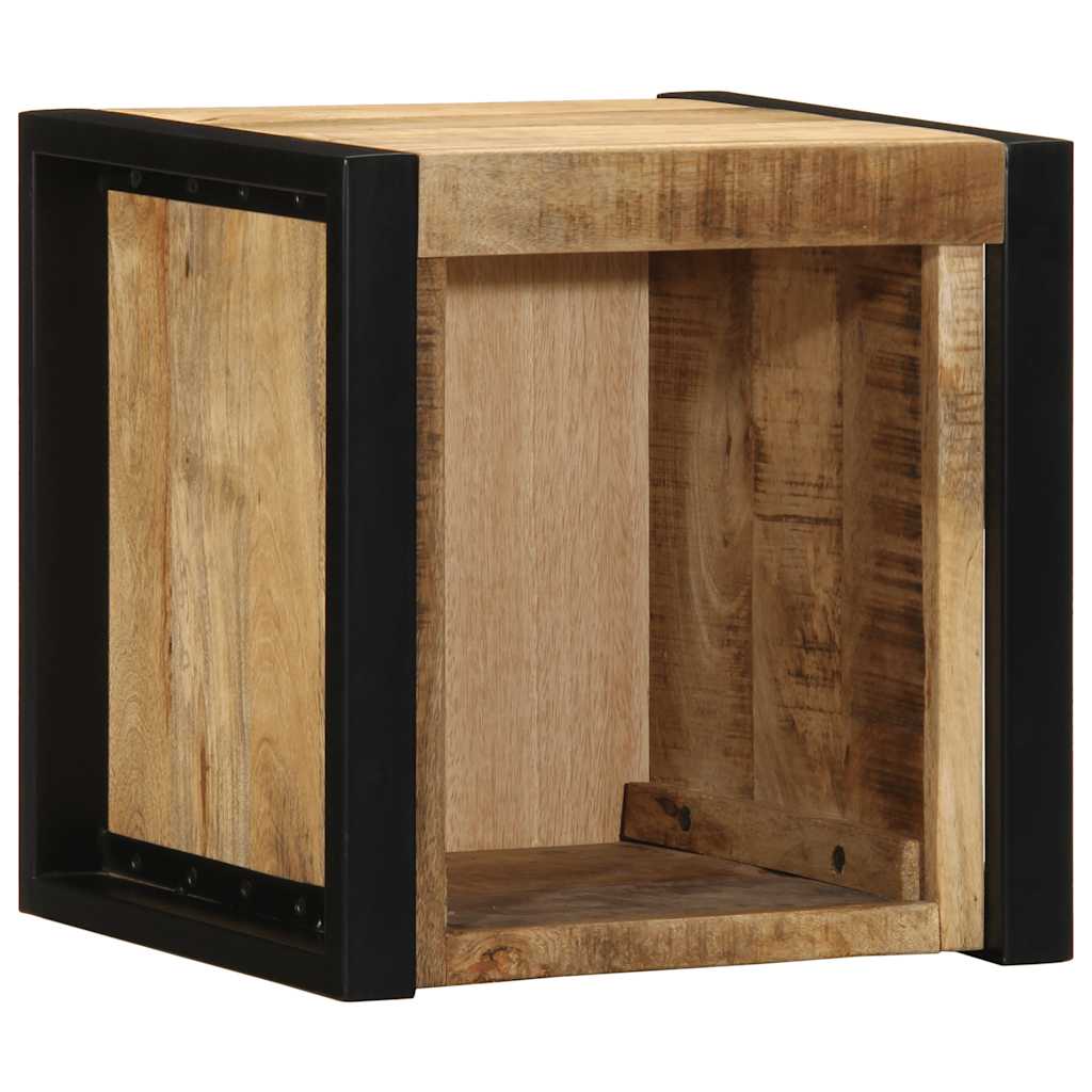Mesitas De Noche 2 Piezas 40x35x40cm Madera Maciza Rugosa Mango_2