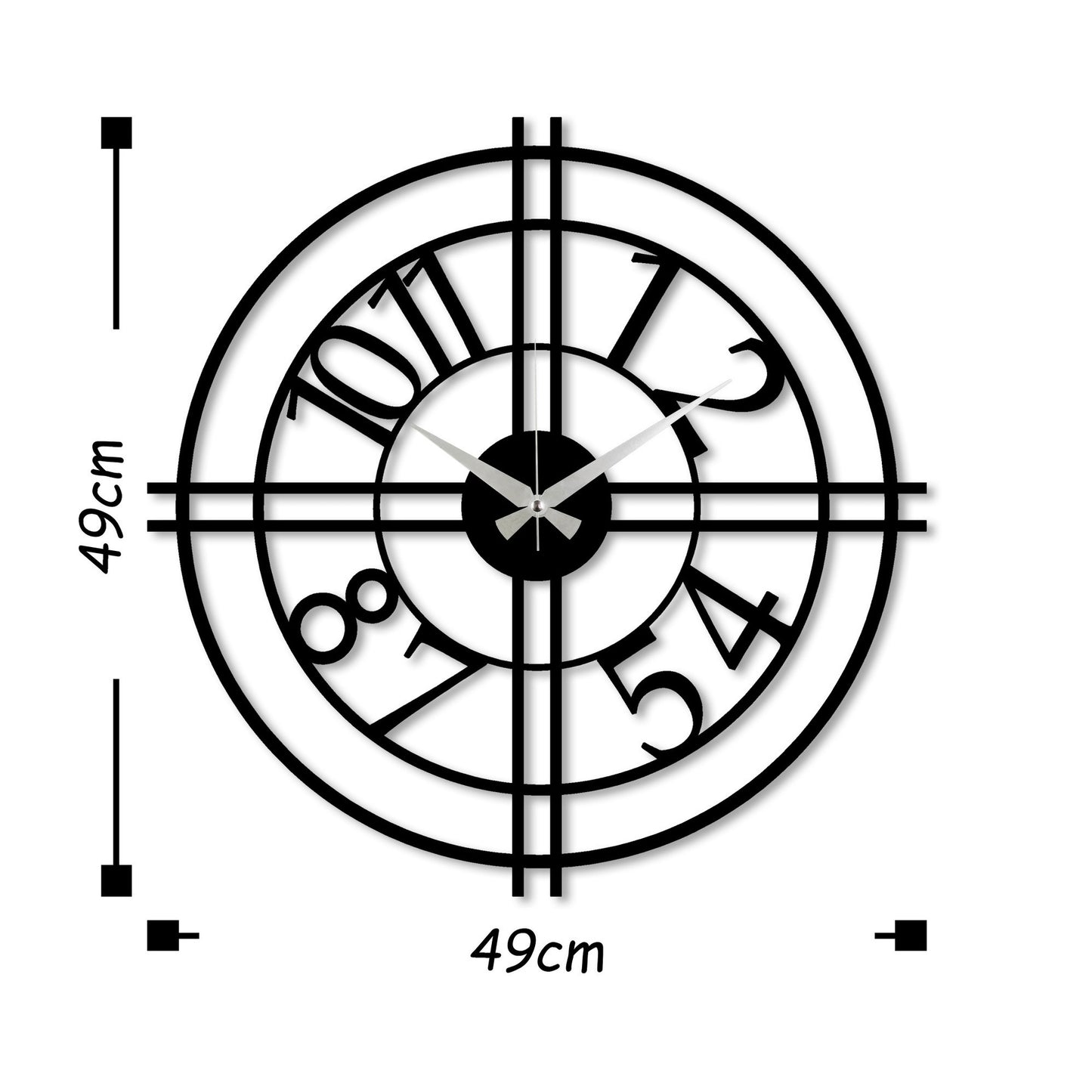 Reloj De Pared Circular Metal Estilo Cruz