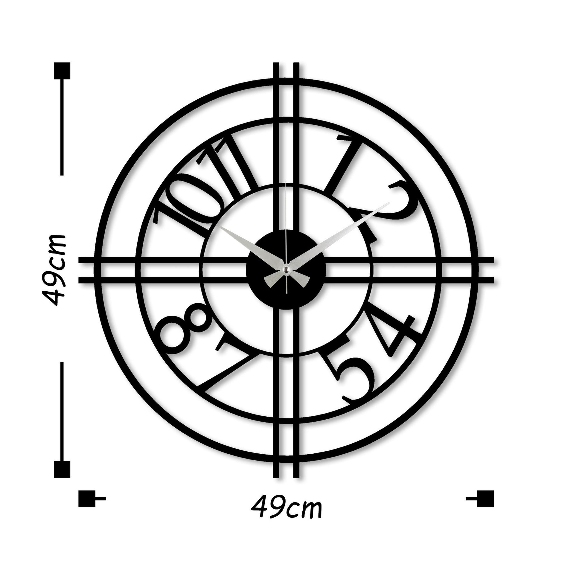 Reloj De Pared Circular Metal Estilo Cruz