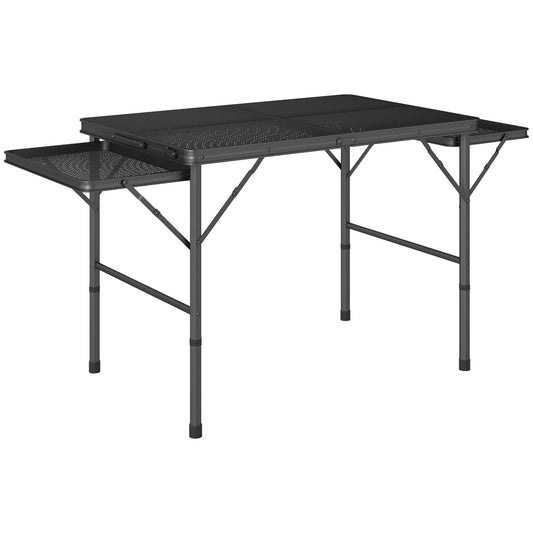 Outsunny Mesa Plegable Camping De Aluminio Con Laterales Abatibles Negro_0