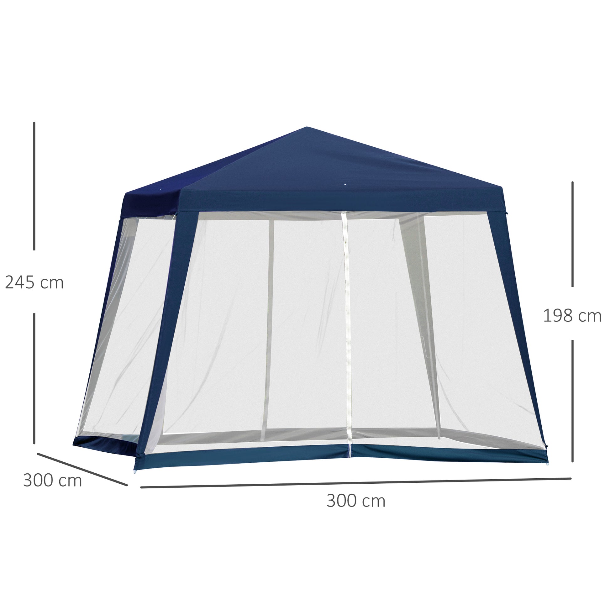 Outsunny Carpa De Jardín 3x3 M Con 4 Paredes Laterales Mosquitera Exterior Azul_2