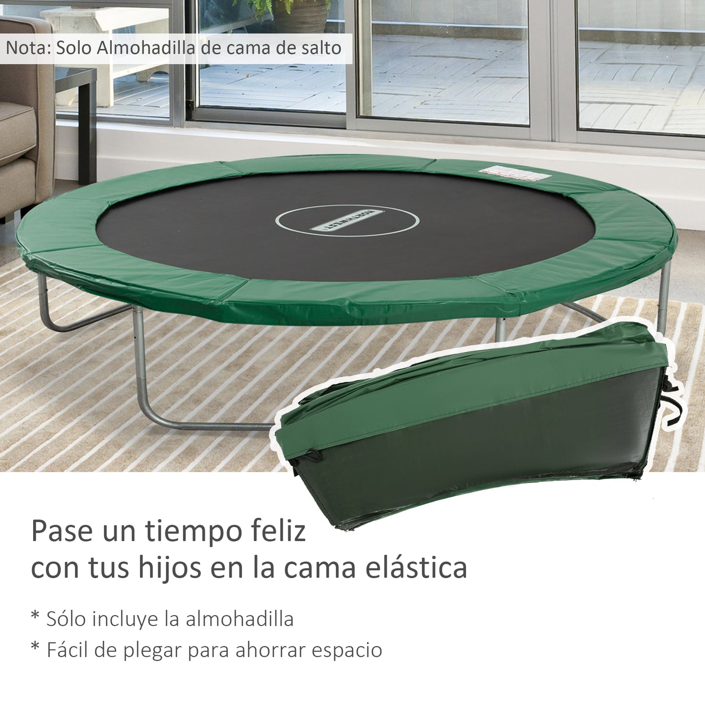 Homcom Cubierta De Protección Acolchada Borde De Seguridad Para Trampolines Cama Elástica Con Diámetro Ø305 Cm Verde_4