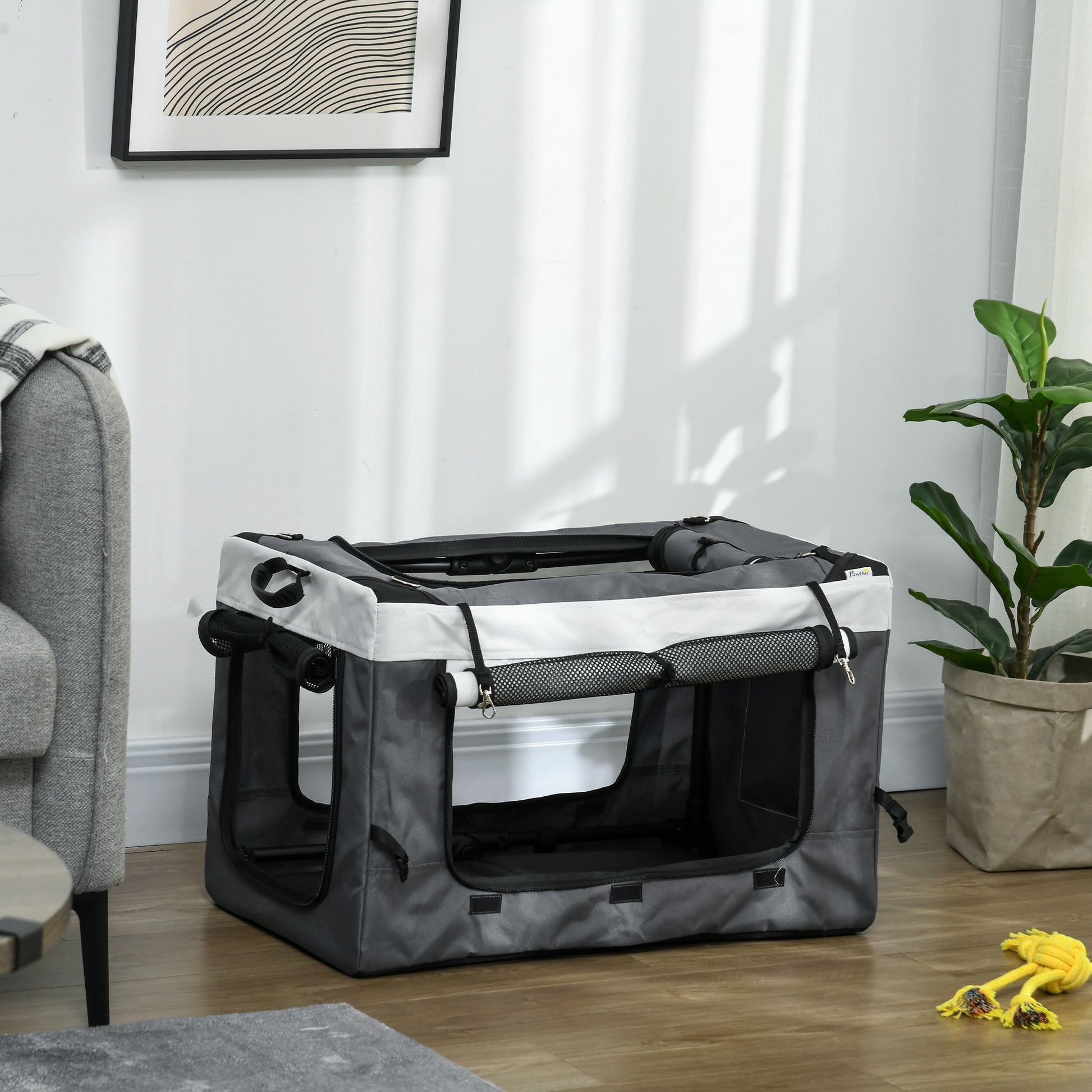 Pawhut Cochecito Para Perros Pequeños Plegable Con Vagón Desmontable Gris_3